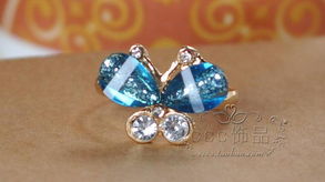 韩版小饰品批发 时尚淑女精致闪钻蝴蝶耳环耳饰，厂家直销助力美发饰品销售